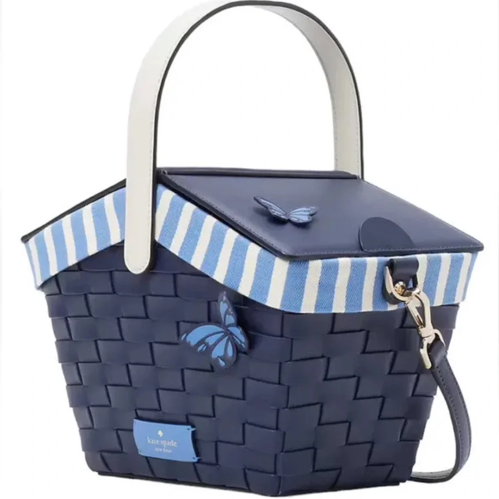 BUNDLE❤️Kate Spade Novelty Butterfly Flutter Fly Picnic Basket Bag + Wallet - Picture 7 of 9